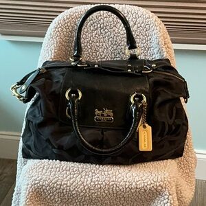 Coach Black Leather Satchel with Signature Hang Tag